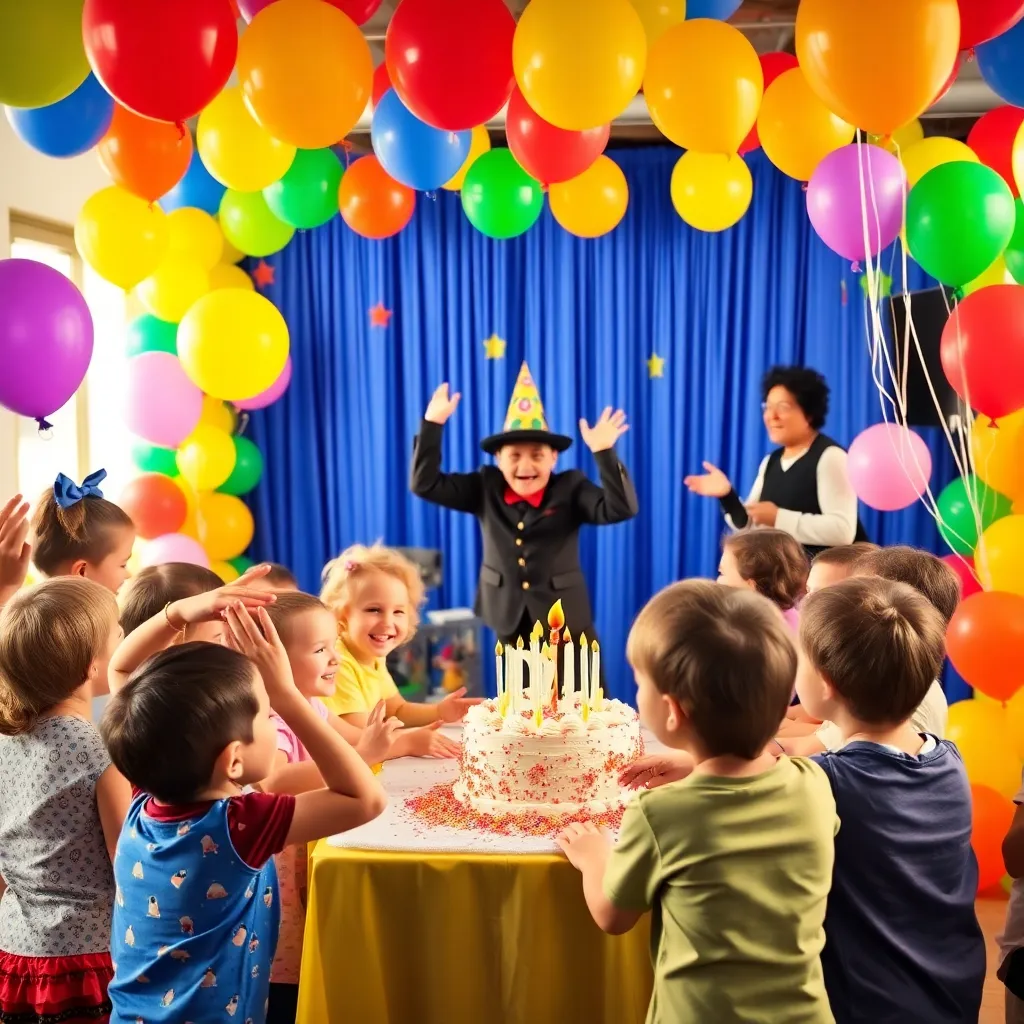 Friendly female nurse with stethoscope smiling and interacting with children in a bright clinic room